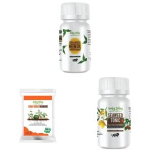 200 ml Neem Oil Pure Cold Pressed, Water Soluble & Cow Dung Manure - 1 KG, & Concentrate Liquid Seaweed Fertilizer Tonic