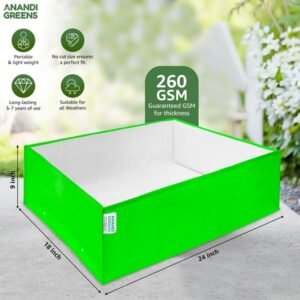 2pcs 24x18x9 Premium HDPE UV Protected 260 GSM Square Shaped Plants Grow Bags