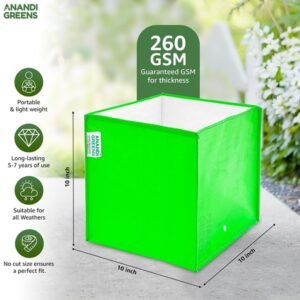 4pc 12x12x12 INCH Premium HDPE UV Protected 260 GSM Square Shaped Plants Grow Bags