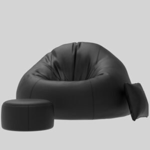 Bean Bag Chair 4XL Bean Bag Sofa with Free Cushion and Footrest  ( Color : Regular, Black)