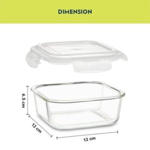 Borosil Lunchbox with Bag 2pc Square Container Set (320ml Each) Borosilicate Glass Tiffin