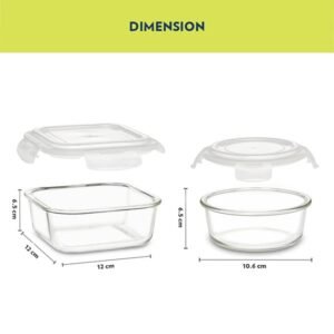 Borosil Lunchbox with Bag 4pc Container Set Borosilicate Glass Microwave & Dishwasher Safe
