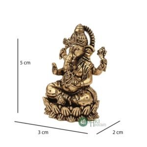 Brass Laxmi Ganesh Idol 2inch Hindu God Statue for Home Temple, Office & Pooja Diwali Gift, Housewarming
