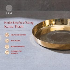 Brass Thali 11 inch Pooja Thali Serving Tableware Pure Brass Plate Dinner Thali