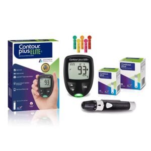 CONTOUR Plus Blood Glucose Monitoring System Glucometer with 75 Strips (Pack of 25 + 50 Strips), Multicolour, Multicolor