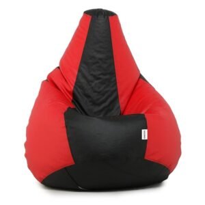 Faux Leather Xxxl Faux Leather Bean Bag Cover Without Beans (Red And Black), 124 Cm