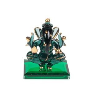 God Ganesh Sitting with Base Statue (Murti) Idol Showpiece Handmade of Crystal Glass