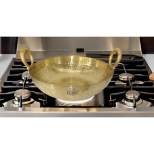 Heavy Weight Pure Brass Kadai for Cooking 1.250 Litre 1250 ML Teflon Free Non Stick Kadhai