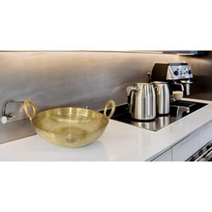 Heavy Weight Pure Brass Kadai for Cooking 2.5 Litre 2500 ML Teflon Free Non Stick Kadhai
