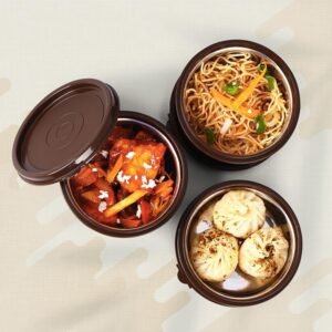 Oliveware Falcon Lunch Box Set of 3 Microwave Safe Containers Stainless Steel lunch Tiffin