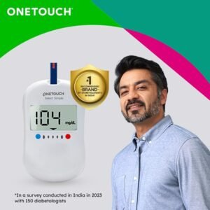 OneTouch Select Plus Simple Glucometer (Free 10 Test Strips + 10 Lancets + 1 Lancing device) with pack of 25 strips
