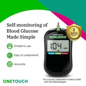 OneTouch Select Plus Simple glucometer machine with 50 Test Strips & 50 additional Ultrasoft 2 Lancets