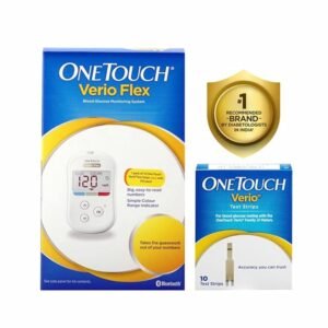OneTouch Verio Flex glucometer machine Blood Sugar testing Machine FREE 10 Test Strips + 10 Sterile Lancets + 1 Lancing device