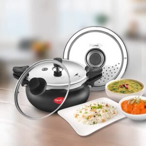 Pigeon All in One Ceramic Super Outer Lid Cooker, 5 Liters, Black Transparent – Aluminium & Stainless Steel