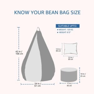 Premium Faux Leather Bean Bag Combo with Footrest & Cushion Combo, Without Beans 2xl