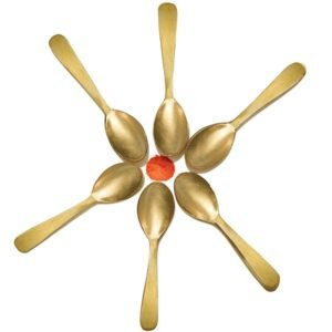 Pure Brass Spoon Perfect for Spices, Coffee and Dessert Spoon (Length-3 Inch) (6 PCS)