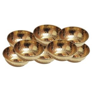 Pure India Brass Hammered Bowl (Gold, 150ml) - 6 Piece