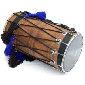 Pure Natural Wood Full Size Punjabi Bhangra Shesham Dhol Natural Color + Padded Bag + Accessories
