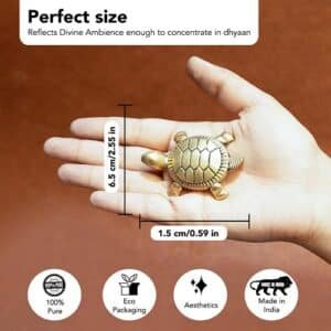 100% Pure Brass Feng Shui Tortoise for Good Luck (Small Size) Vastu Items for Home for Good Luck