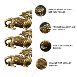 3pcs Brass Feng Shui Pi Yao Kirin Kylin Pixiu Brass Statue Dragon Avatar Figurine Vintage Brass Pi Xiu