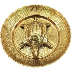 Brass Metal Turtle Vaastu Fengshui Tortoise on Plate for Career & Good Luck Gift Kachua