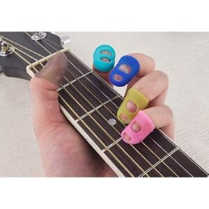 Cute Critters Finger Sleeve, 4-8 PCS Silicone Guitar Thumb Bass Finger Picks Protector Plectrum Anti-Scalding (Random Color) (4pc)