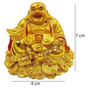 Resin Laughing Buddha with Money Bowls for Good Luck Feng Shui Items 7 x 5cm