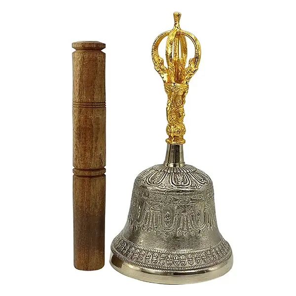 Brass Tibetan Om Bell Fengshui Vastu Meditation Healing Spiritual Gift 2 PovTaka