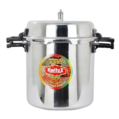 Commercial Hard Non-Anodized Aluminum Big Boy Classic Pressure Cooker with Outer Lid - 26 L - Large Size (Silver)1