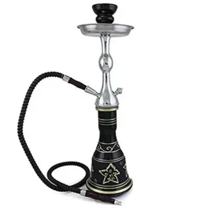 Convertible Series: 18″ 1 or 2 Hose Hookah Complete Set w/Case – Majestic Glass Vase (Tuscany Black)