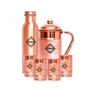 Copper Glass, Jug And Bottle - 6 Pieces, Brown, 300 ml, 1500 ml, 1000 ml1