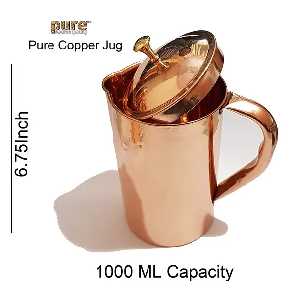 Copper Jug Pitcher,Water Storage Utensil, (1 LTR) Plain Copper Water Storage Utensil2