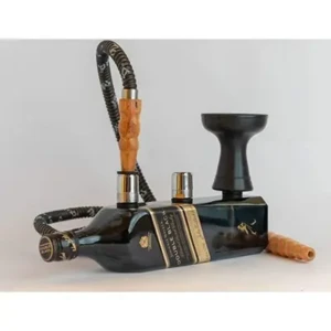 Double Black 700 Gram Iron Hookah Shisha Pot Black 12 inch Glass Hookah