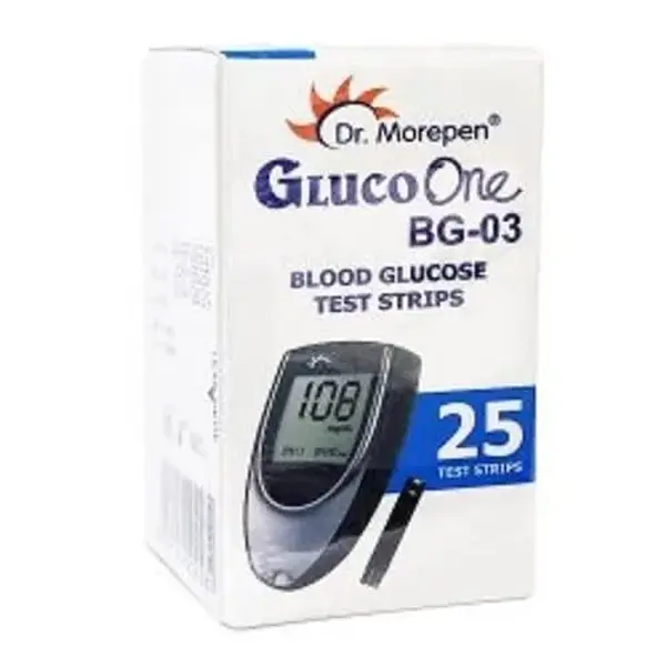 Dr. Morepen BG-03 Blood Glucose Test Strips, Pack of 25(No Glucometer)1 PovTaka