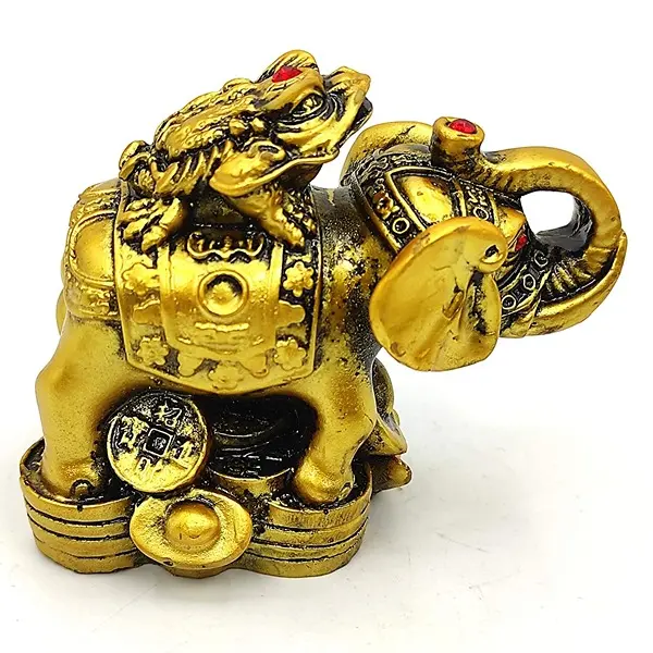 Feng Shui Elephant with Frog Symbol of Victory Good Fortune, Wealth, Strength, Wisdom & Success2 PovTaka