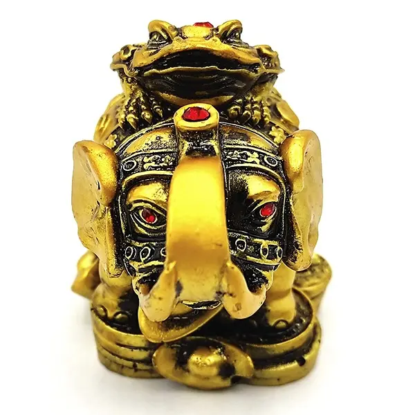 Feng Shui Elephant with Frog Symbol of Victory Good Fortune, Wealth, Strength, Wisdom & Success3 PovTaka