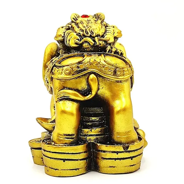 Feng Shui Elephant with Frog Symbol of Victory Good Fortune, Wealth, Strength, Wisdom & Success4 PovTaka