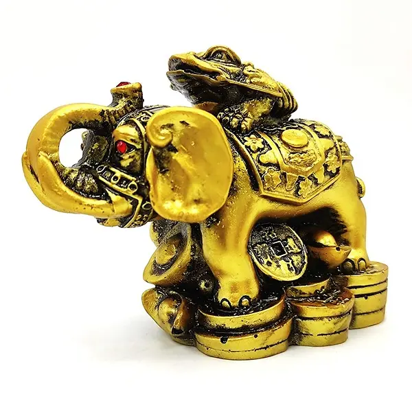 Feng Shui Elephant with Frog Symbol of Victory Good Fortune, Wealth, Strength, Wisdom & Success5 PovTaka