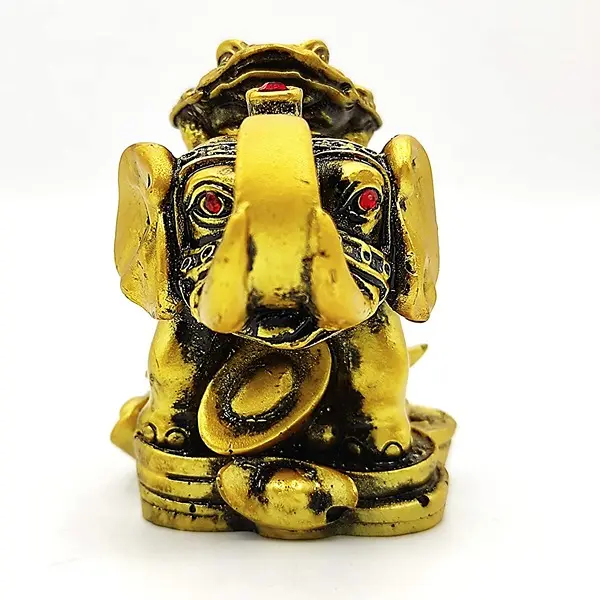 Feng Shui Elephant with Frog Symbol of Victory Good Fortune, Wealth, Strength, Wisdom & Success6 PovTaka