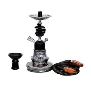 Glass and Metal Smoking Hookah with Ceramic Chillum Glass Hookah (Black)