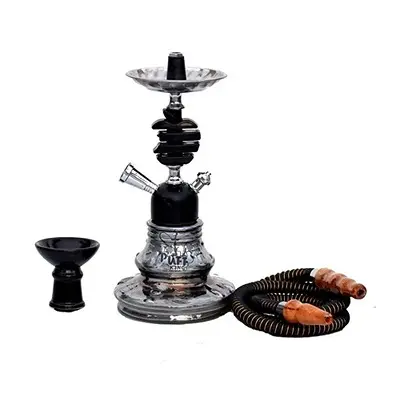 Glass and Metal Smoking Hookah with Ceramic Chillum Glass Hookah (Black)2