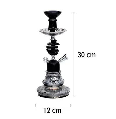 Glass and Metal Smoking Hookah with Ceramic Chillum Glass Hookah (Black)3