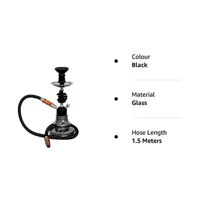 Glass and Metal Smoking Hookah with Ceramic Chillum Glass Hookah (Black)4