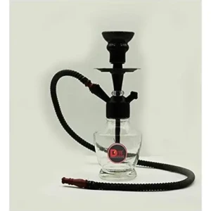 Glass Hookah Pot Transparent Gamla Shaped with Black Stem (12 Inches)1