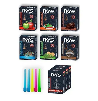 Herbal Hookah Molasses (100% Nicotine and Tobacco Free) Double Apple, Kesar Paan, Chocolate, Dubai Special, Paan Kiwi Mint, Hi-Commissioner + 3 Filter Box1