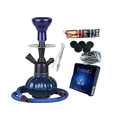 Hookah Pot Sky Blue with Silver Stem (Height 16 Inches)1