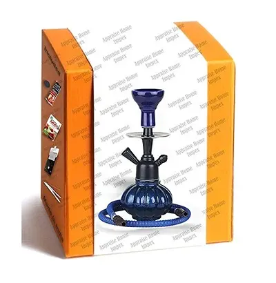 Hookah Pot Sky Blue with Silver Stem (Height 16 Inches)3