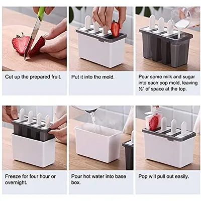 Ice Cream Mould, Ice Lolly Popsicle Mold Home Handmade Ice Cream Pop Frozen Useful Kitchen Ice Cream Tool Popsicle Maker Lolly Mold Tray8