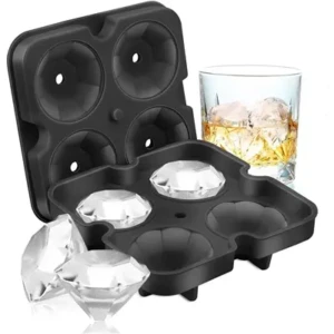 Ice Cubes Tray, 4 Cubes Diamond Shaped Ice Maker, Ice Tray Silicone, Ice Mould, Ice Tray, Ice Ball Tray for Chilling Whiskey, Cocktails, Chocolate Mold, Clear Ice Maker1
