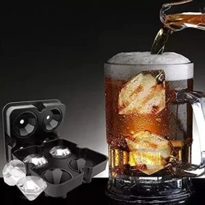 Ice Cubes Tray, 4 Cubes Diamond Shaped Ice Maker, Ice Tray Silicone, Ice Mould, Ice Tray, Ice Ball Tray | for Chilling Whiskey, Cocktails, Chocolate Mold, Clear Ice Maker